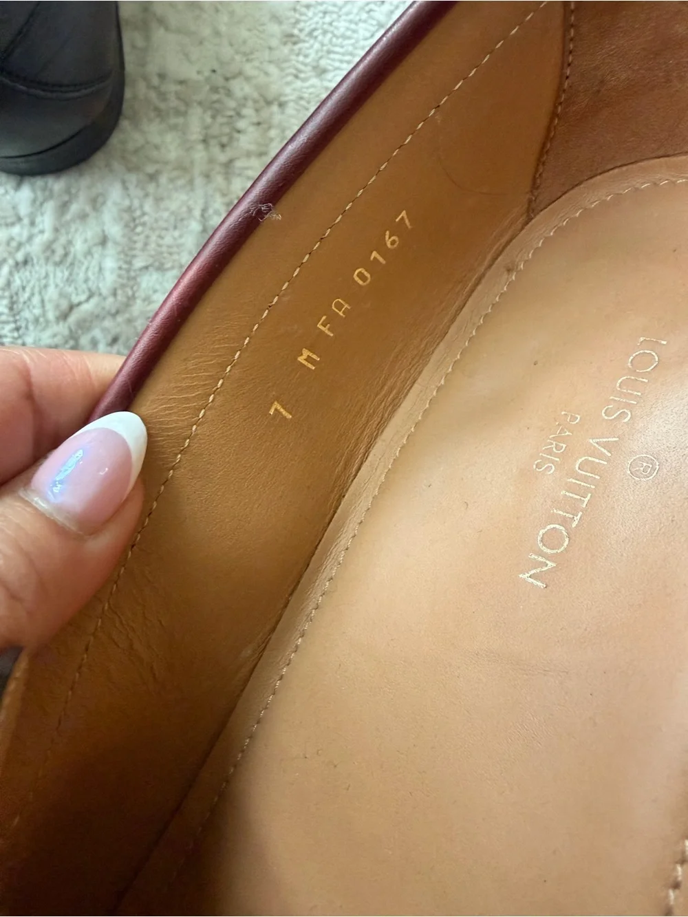 Louis Vuitton Men’s Burgundy Leather LV Moccasin Loafers
